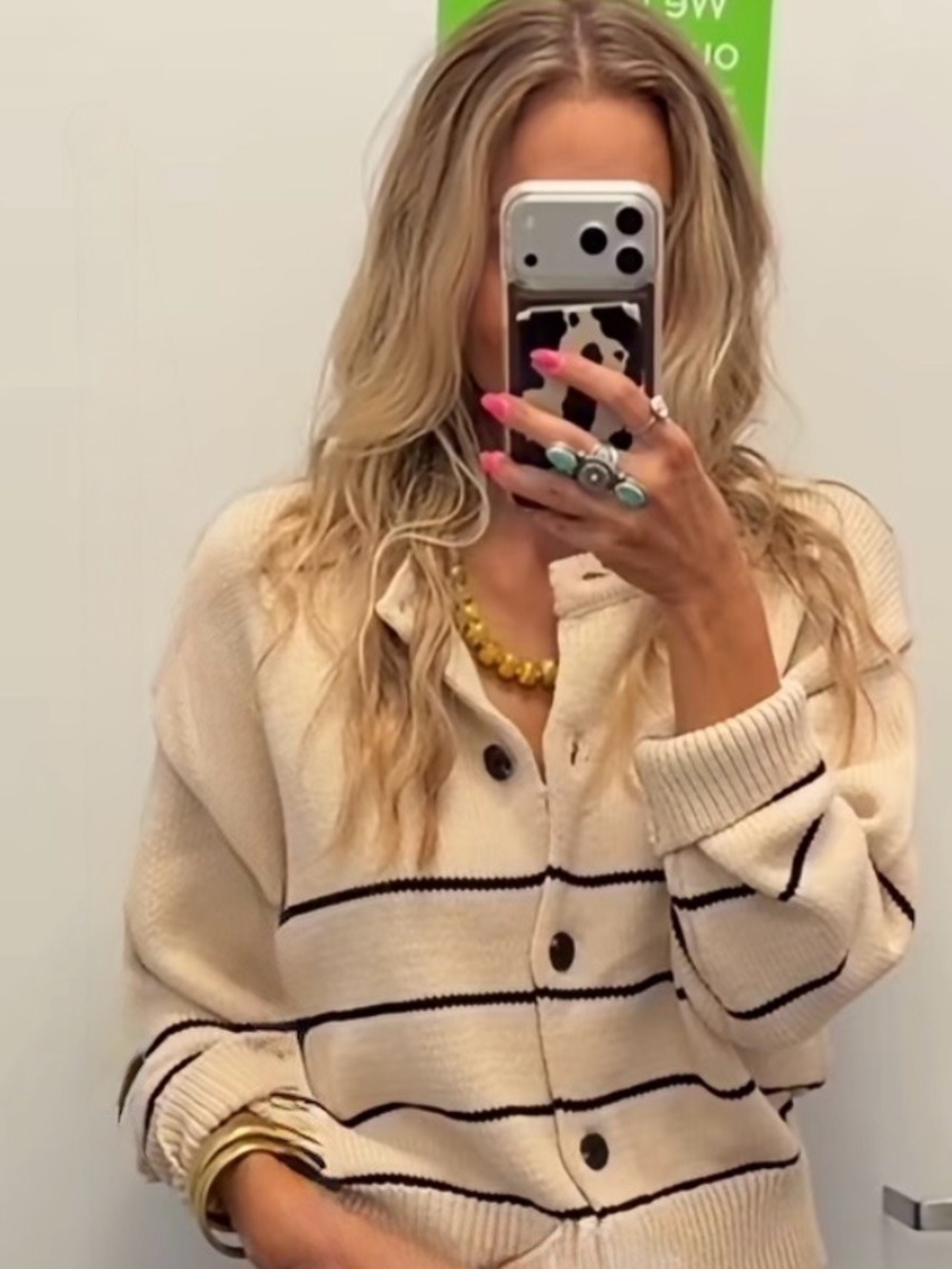 Time and Tru Cream Sweater Cardigan in fruit khaki, xxl